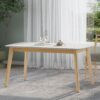 Dining Table With Splayed Rubberwood Legs & Faux Wood Tabletop, Mid Century Modern - White Oak - Image 5