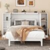 Full Size Murphy Bed With Shelves, Drawers And USB Ports - White - Image 12
