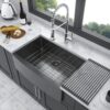 30" Farmhouse Kitchen Sink Stainless Steel Apron Front 16 Gauge 10" Deep Single Bowl - Gunmetal Black - Image 4