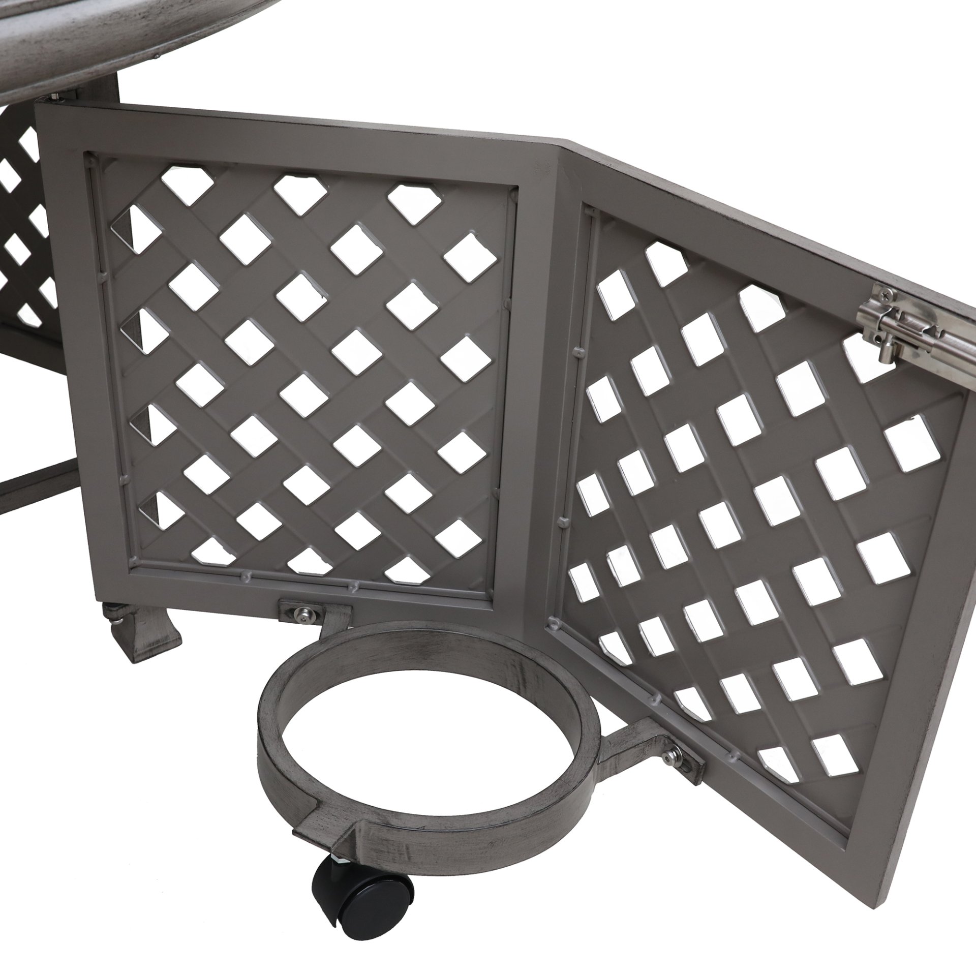 Cast Aluminum Propane Gas Firepit Table, Chat Height - Gray - Image 4