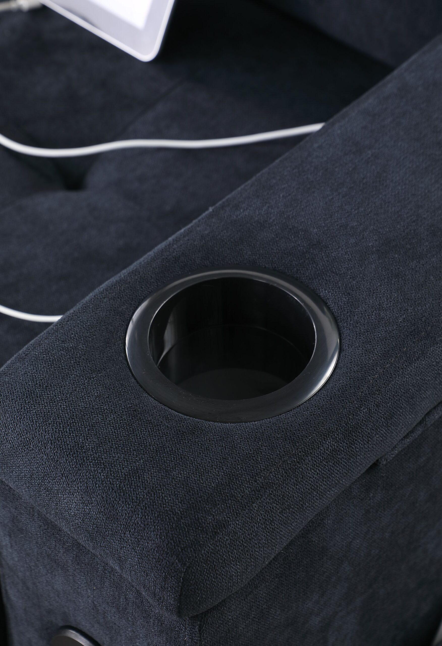 Ashlyn II - Woven Fabric Reversible Sleeper Sectional Sofa With Storage Chaise, Storage Arm, Cup Holder, Charging Ports, Side Pockets, and Pocket Coil Seating - Dark Gray - Image 11