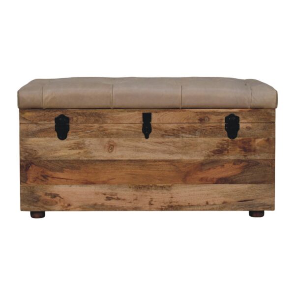 Buffalo - Hide Leather Storage Trunk - Beige / Brown