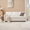 Modern 3 Seater Sofa Chenille Couch Plush Triple Seater Sofa With High Density Foam Cushions, Deep Seat Living Room Couch For Family Room, Apartment & Home Theater - Ivory White - Image 9