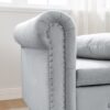 Chaise Lounge Indoor, Velvet Lounge Chair For Bedroom With Storage & Pillow, Modern Upholstered Rolled Arm Chase Lounge For Sleeping With Nailhead Trim For Living Room Bedroom Office - Gray - Image 15