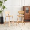 Bari - Indoor Wood Barstool (Set of 2) With And Rattan Backrest - Natural - Image 2
