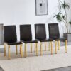 (Set of 4) Backrest Chairs With Gold Metal Legs A Perfect Pairing, Ideal For Minimalist And Modern Home Decor Styles - Black / Gold - Image 2