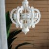 Farmhouse Chandelier, 6 Light Wood Chandelier Pendant Light Fixture With Adjustable Chain For Dining Room Living Room Entryway, Bulb Not Included - Cream - Image 6