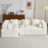 Sectional Sofa Full Compressed Sofa Modular Sofa Couch Free Combined Sofa With Deep Seating And 2 Side Pockets For Living Room - Beige - Image 10