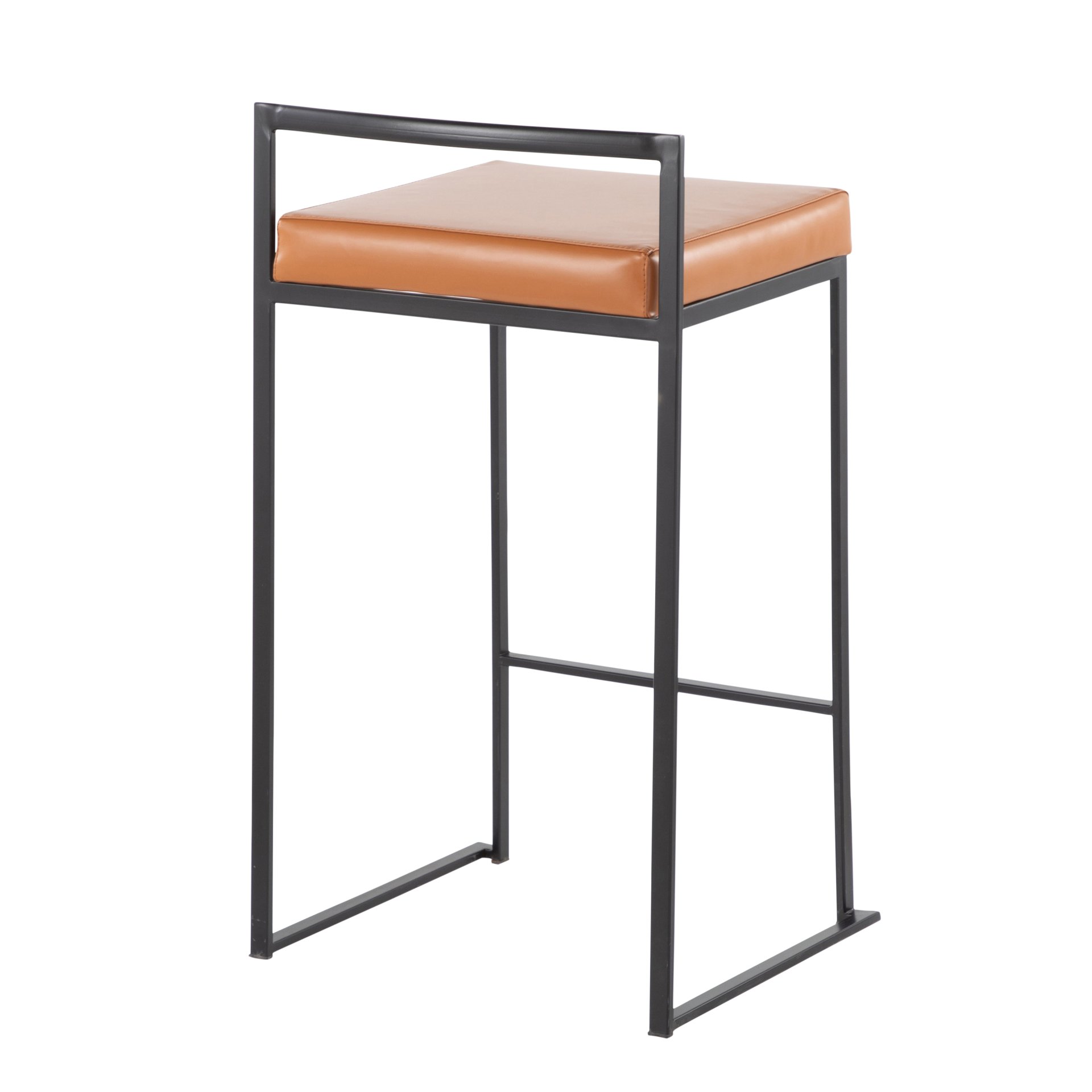Fuji - Contemporary Stackable Counter Stool (Set of 2) - Black / Camel - Image 4