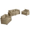 Warm And Cozy Home Theater Style Sofa Set With Soft Cushions - Tan - Image 7