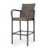 Outdoor Wicker Barstool With Faux Rattan And Iron Frame - Mix Mocha - Image 6