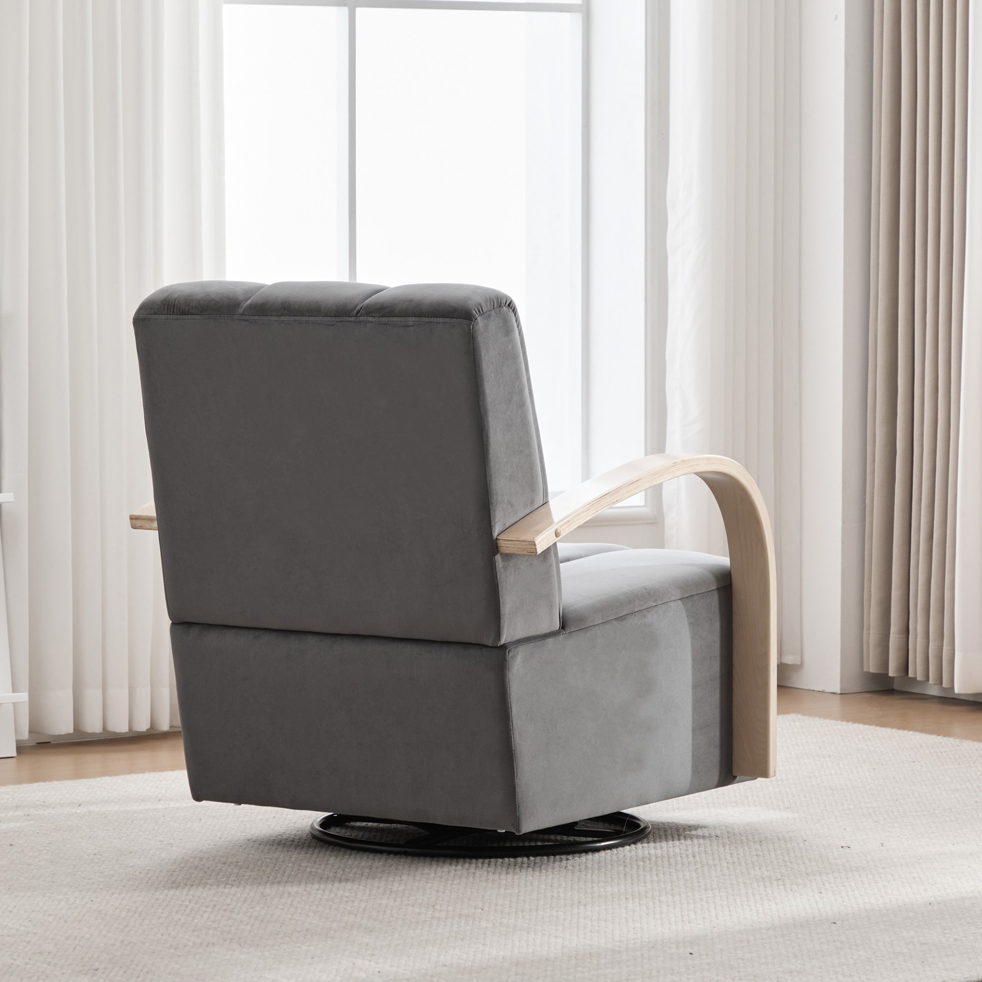360° Swivel Accent Chair With Armrests - Charcoal - Image 8