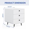 Modern Night Stand Storage Cabinet For Living Room Bedroom, Steel Cabinet With 3 Drawers, Bedside Furniture, Circular Handle - White - Image 4