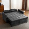 Contemporary Loveseat Sofa Bed Sleeper With Reversible Backrest Side Pockets USB Ports Phone Holder Chenille - Black - Image 12