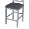 Solid Wood Farmhouse Counter Height Dining Table Set With 3 Tier Storage Shelves, Upholstered Dining Chairs For 4, 5 Piece - Gray - Image 18