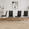 Modern Dining Chairs With Faux Leather Padded Seat Dining Living Room Chairs Upholstered Chair With Chrome Metal Legs Design Side Chairs (Set of 4) - Black / Silver - Image 2