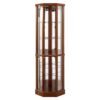 6 Shelf Lighted Corner Curio Cabinet With Adjustable Tempered Glass Shelves And Mirror Back (E26 Light Bulb Not Included) - Walnut - Image 6