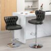 Swivel Barstools Adjusatble Seat Height From 25-33", Modern Upholstered Chrome Base Bar Stools With Backs Comfortable Tufted For Home Pub And Kitchen Island - Dark Gray - Image 16