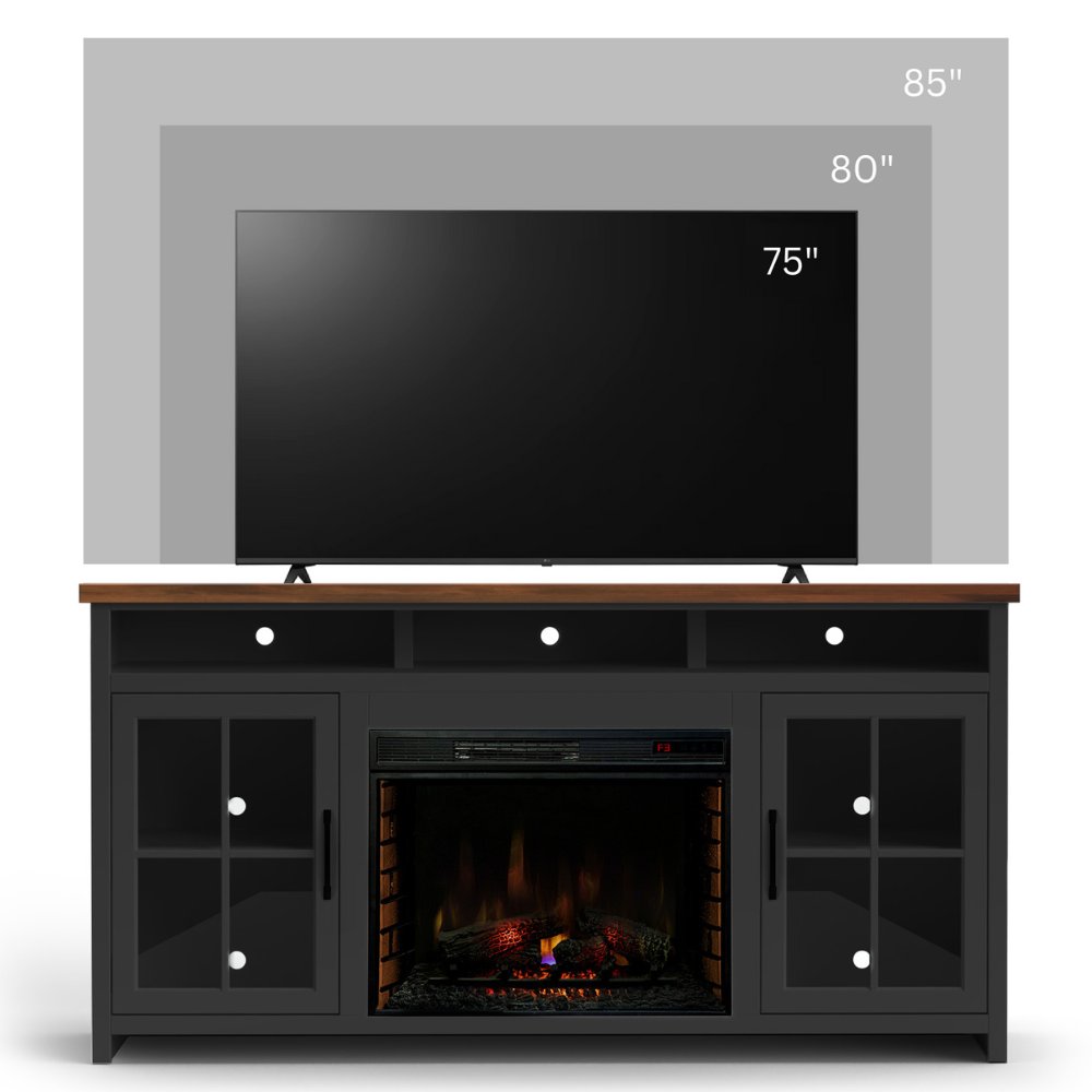 Essex - Fireplace TV Stand Console For TVs Up To 85" - Black, Whiskey - Image 6