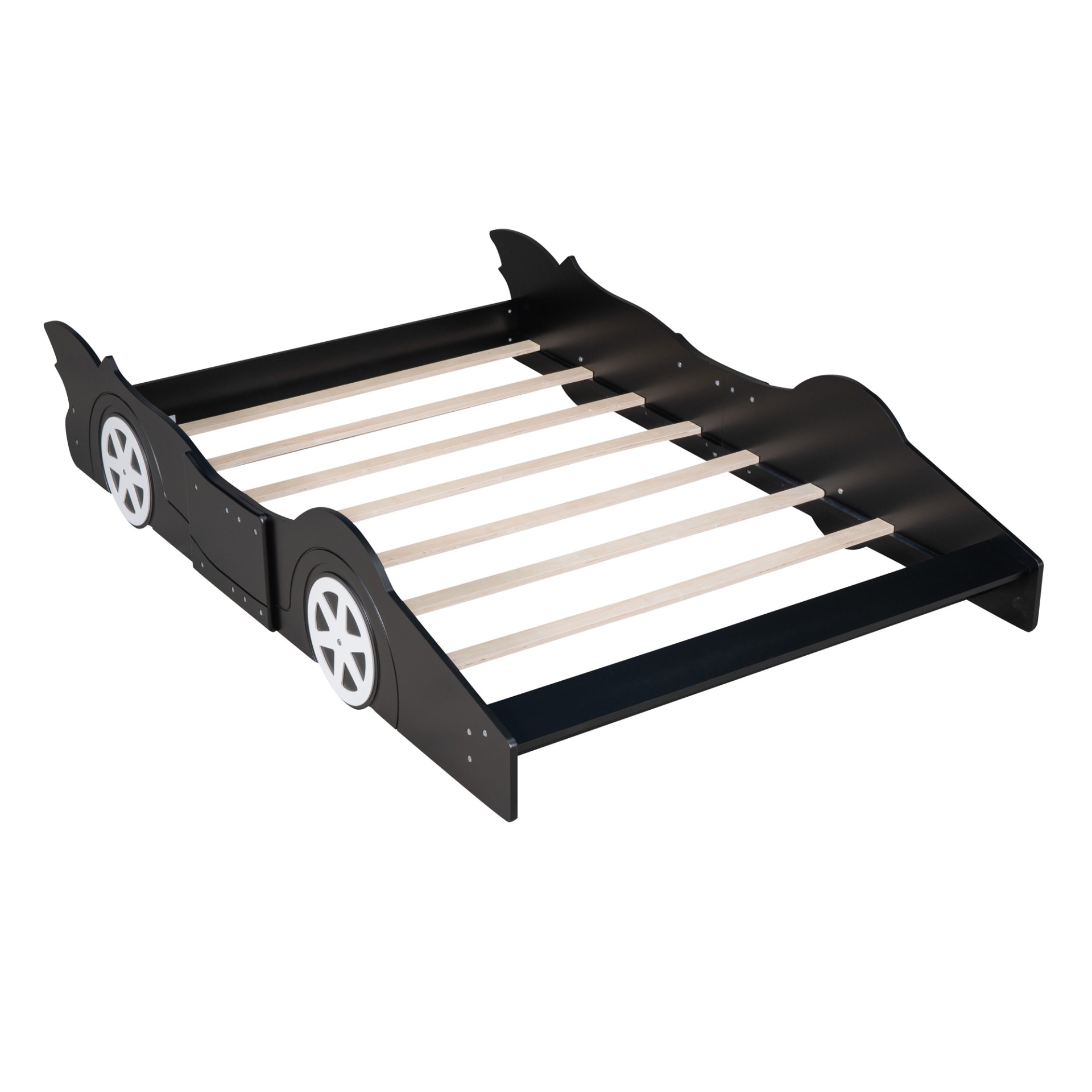 Full Size Race Car Shaped Platform Bed & Wheels - Black - Image 6