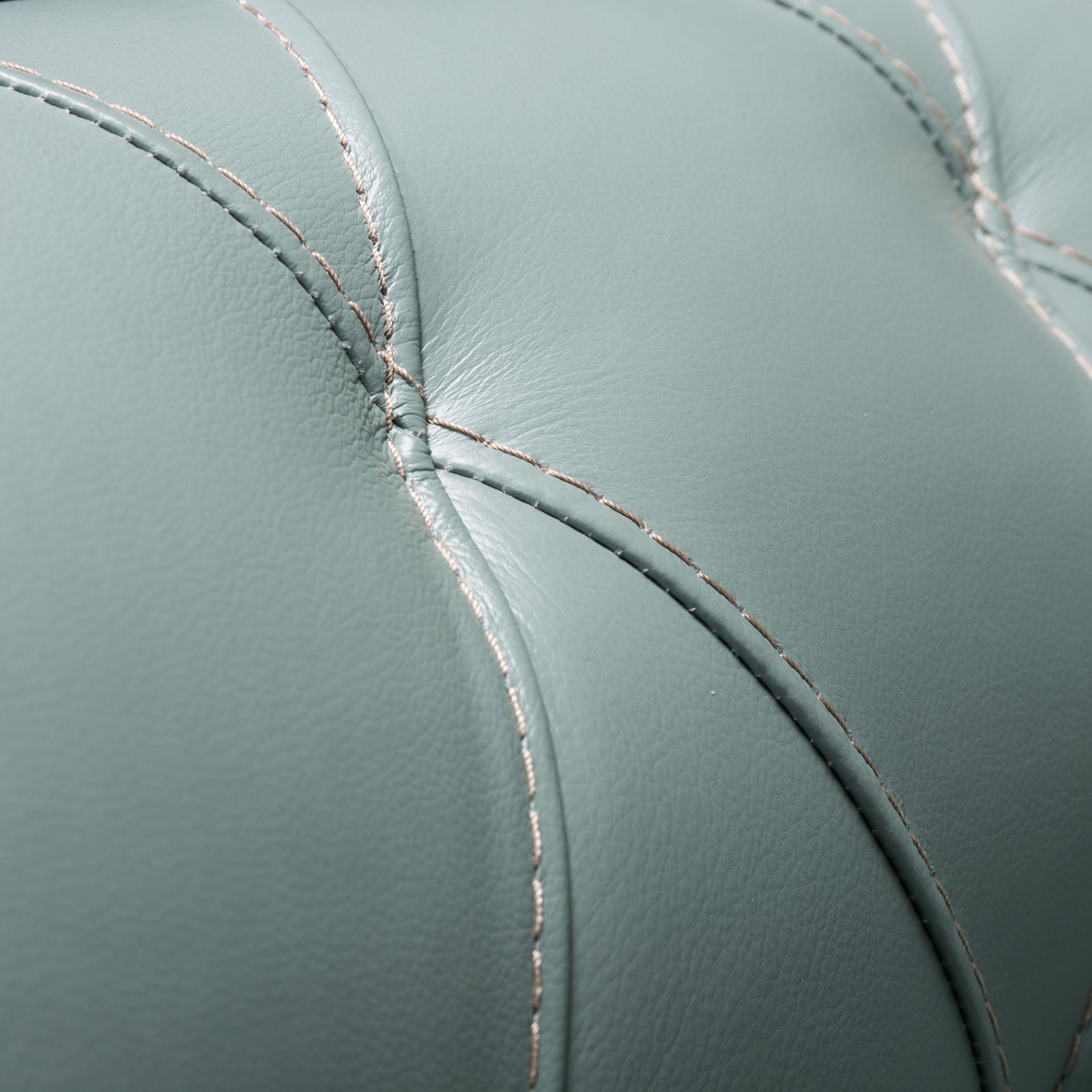 Modern Tufted Leather Sofa - Seafoam - Image 4