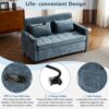 Loveseat Sofa Pull Out Sofa Bed Sleeper Sofa With A Reversible Backrest Cushion, Side Pockets, 2 USB Ports And A Phone Holder For Living Room - Blue - Image 5