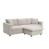 Modern Sectional Sofa With Throw Pillows, Cloud L Shaped Couch Set With Wide 4 Seat Comfy Couch Set With Movable Ottoman - Beige - Image 5