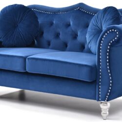Chic Transitional Upholstered Loveseat - Navy Blue