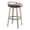 Cassis - Mid-Century Modern Fixed Height Barstool With Swivel With Round Footrest (Set of 2) - Light Gray / Black - Image 4