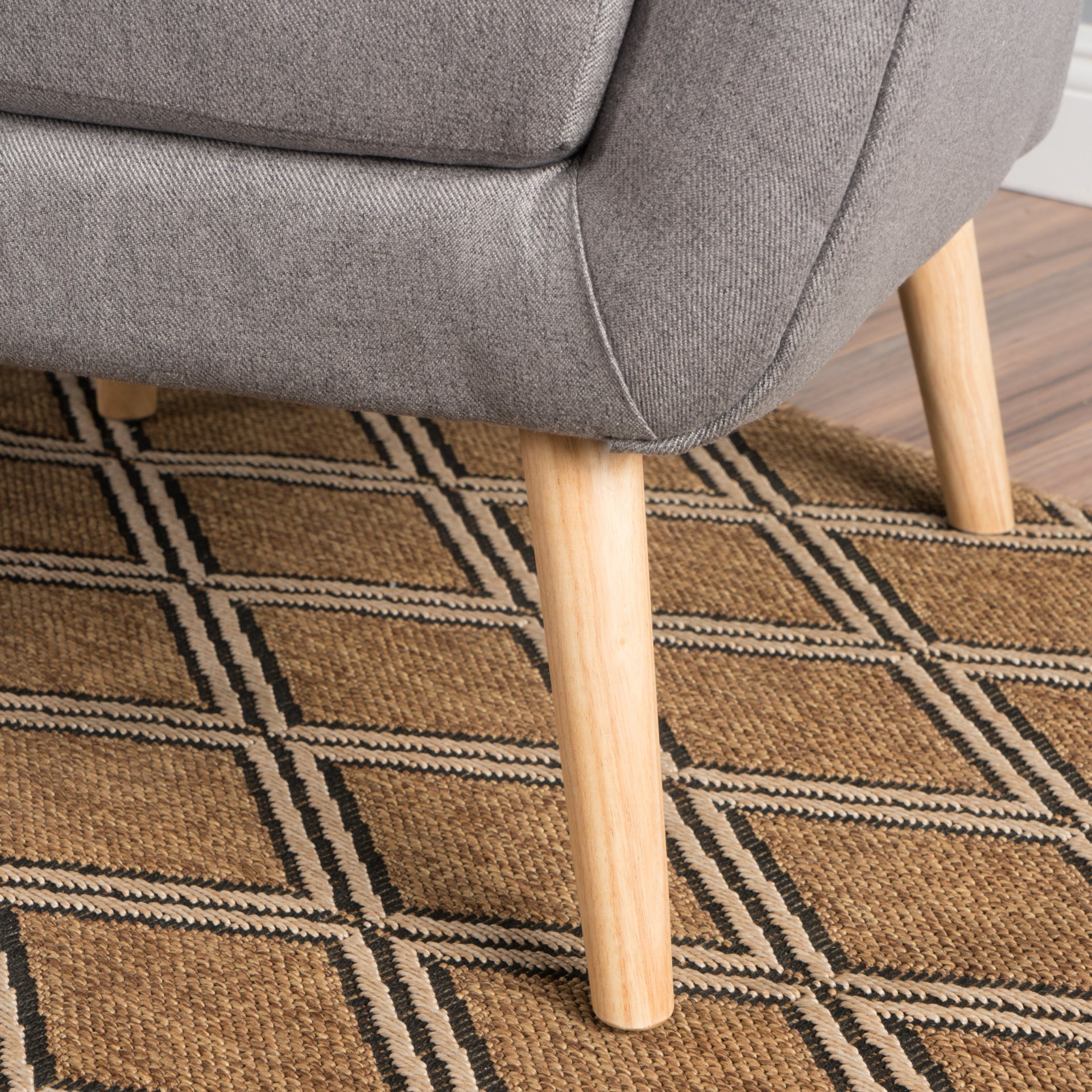 Fabric Club Chair With Rubberwood Legs - Gray - Image 7