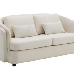 Mariko - Linen Loveseat With 2 Toss Pillows - Beige
