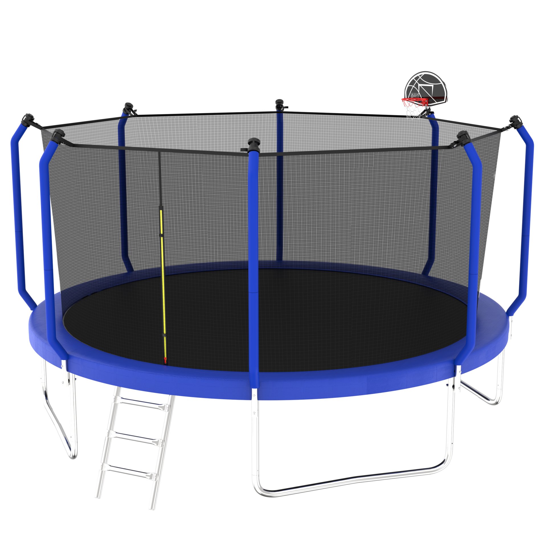 168.11" Trampoline With Basketball Hoop, Astm Approved Reinforced Type Outdoor Trampoline With Enclosure Net - Blue - Image 6
