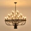 24 Light Chandelier Industrial Iron Candle Chandelier Modern Suspended Farmhouse Chandeliers Pendant Light Fixtures For Dining Room Bedroom Living Room Kitchen Island Foyer E12 Bulb (No Include) - Black - Image 16