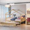Full Size Classic House Bed With Twin Size Trundle - Natural - Image 8