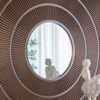 Square Carved Mirror With Pleated Design WithIron Frame, Neutral Colorway Wall Decor For Living Room Bathroom Entryway - Brown - Image 6