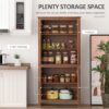 Homcom - 4-Door Kitchen Pantry, Freestanding Storage Cabinet With 3 Adjustable Shelves For Kitchen, Dining Or Living Room - Oak - Image 4