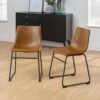 Industrial Faux Leather Dining Chairs (Set of 2) - Whiskey Brown - Image 5