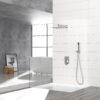 Dual Shower Head Wall Mounted Square Shower System With Rough In Valve, Stainless Steel And Brass - Chrome - Image 5
