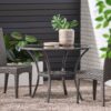 Bistro Table With Iron Frame And Glass Top - Gray - Image 2