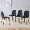 Luxury Simple Chair (Set of 4) Linen Cotton High Resilience Dining Chair With Metal Color Leg - Black / Walnut - Image 2