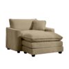 Stylish Corduroy Single Chair Deep Seat Sofa With Footstool And Pillow For Living Room And Bedroom - Tan - Image 7