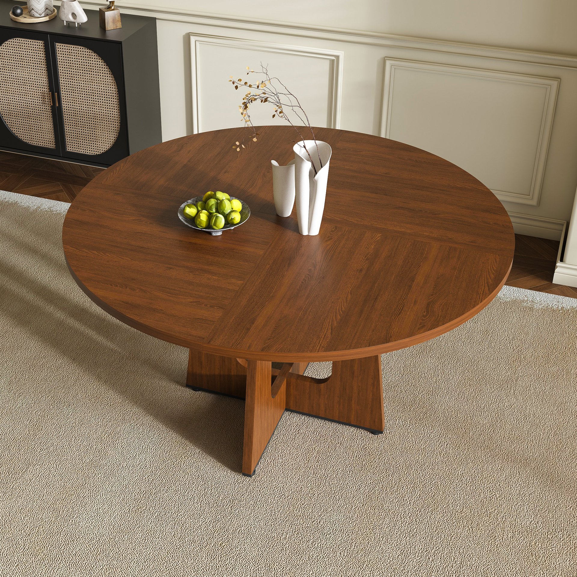Spiced Round Dining Table For 4 - Walnut - Image 5
