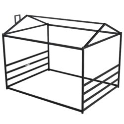 Queen Metal House Shape Platform Bed - Black