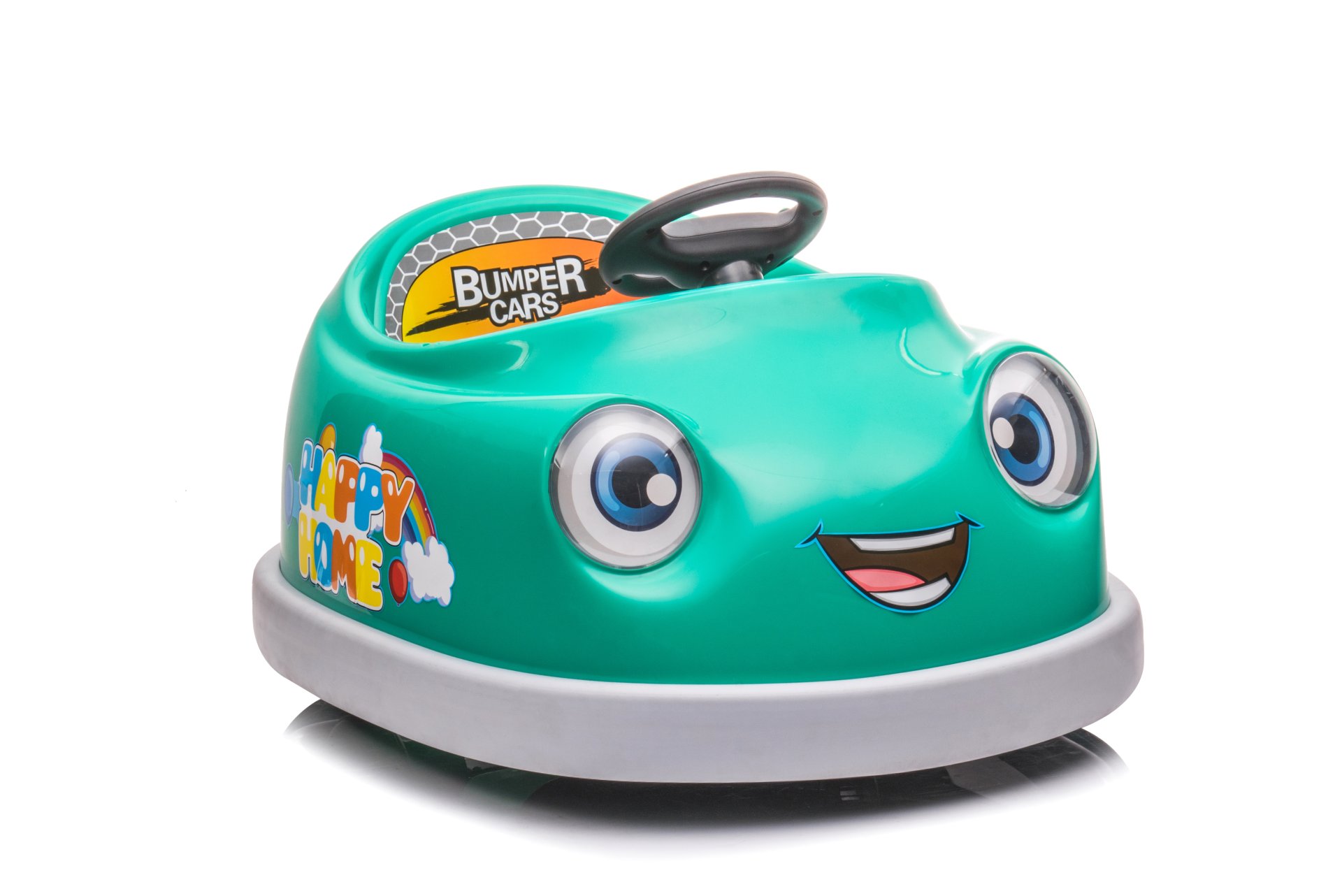 Bumper Car For Kids, 12V Dual Drive 1-6 Years Old Children's Electric Car With Pushrod Dinner Plate USB Bt Music Rocking Horse Mode Anti-Collision Bumper Ride On Car - Green - Image 8