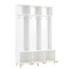 Modern Large Storage Hall Tree With Bench, Luxurious Coat Rack With 6 Hooks And Legs For Entryway, Living Room - White / Gold - Image 12
