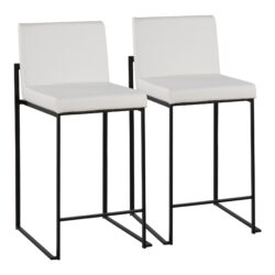 Fuji - Contemporary High Back Counter Stool (Set of 2) - White / Black
