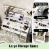 40.95" Newly Designed Smart Mirror Dressing Table With Drawers And Storage Cabinet, Dressing Table With Dressing Pad For Bedroom, Dressing Room - White - Image 13