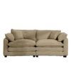 Modern Fabric Living Room Sofa With 4 Pillows Corduroy Upholstered Large Deep Seating Loveseat - Tan - Image 7
