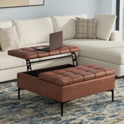 Laura - Lift Top Storage Ottoman - Brown