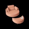 Corduroy Sofa With Two Throw Pillows, A Waist Pillow And An Extra Tray Is Comfortable For A Small Apartment Bedroom - Orange - Image 12